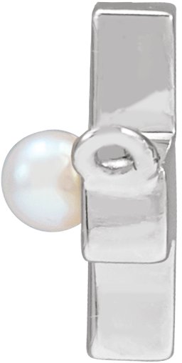 14K Gold Cultured White Seed Pearl Pearl Sideways Cross Necklace - White Gold - view 2