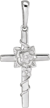 Platinum Floral Cross Necklace or Pendant
