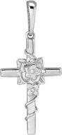 Platinum Floral Cross Necklace or Pendant