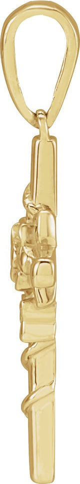 14K Gold Floral Cross Necklace or Pendant – 24.26x10.99mm - Yellow Gold - view 2