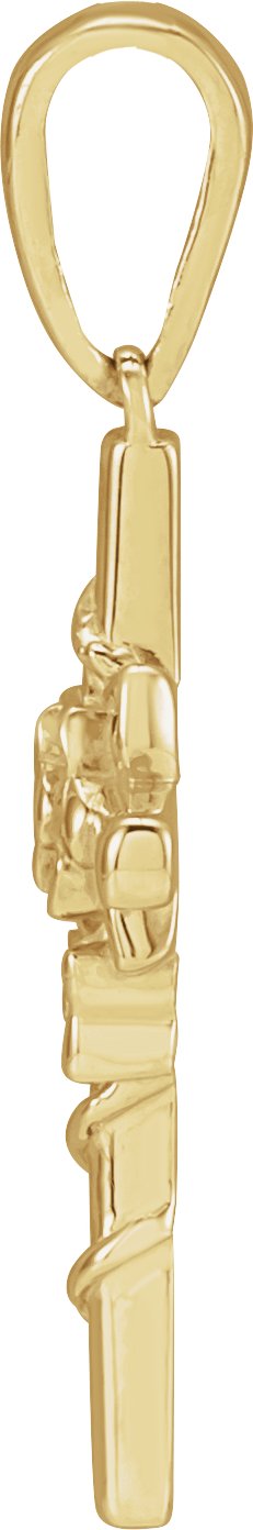 14K Gold Floral Cross Necklace or Pendant – 24.26x10.99mm - Yellow Gold - view 2