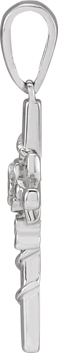 Platinum Floral Cross Necklace or Pendant - view 2