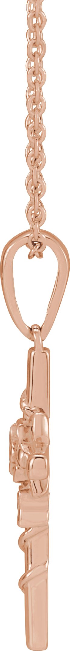14K Gold Floral Cross Necklace or Pendant – 24.26x10.99mm - Rose Gold - view 2