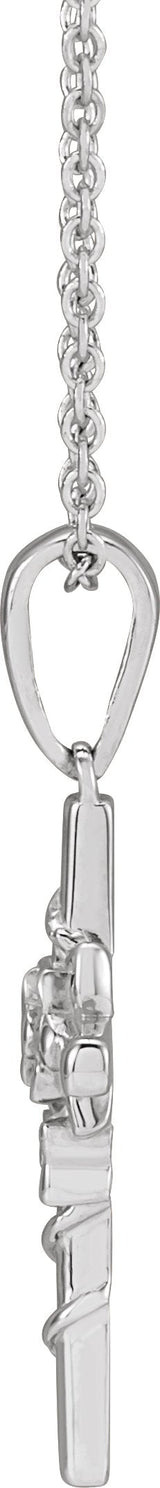 Platinum Floral Cross Necklace or Pendant - view 2