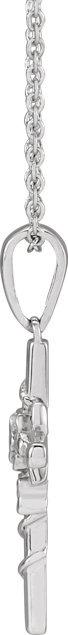 14K Gold Floral Cross Necklace or Pendant – 24.26x10.99mm - White Gold - view 2