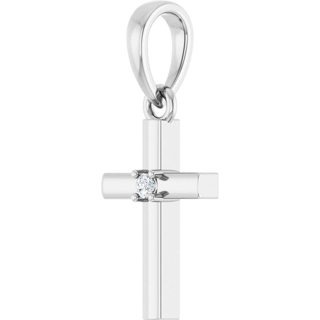 Platinum Round Natural Diamond Cross Necklace or Pendant – up to 0.015 CTW - view 5