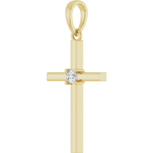 14K Gold Round Natural Diamond Cross Necklace or Pendant – up to 0.015 CTW - Yellow Gold - view 5
