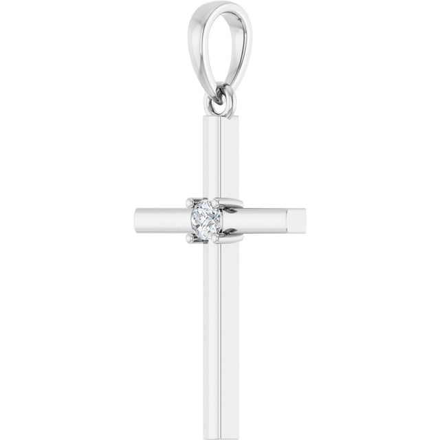 Platinum Round Natural Diamond Cross Necklace or Pendant – up to 0.015 CTW - view 5