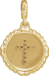 14K Gold Round Natural Diamond Accented Cross Disc Necklace or Pendant - Yellow Gold - view 6