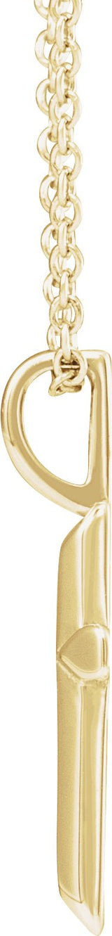 14K Gold Cross Necklace or Pendant – 18x9mm - Yellow Gold - view 2