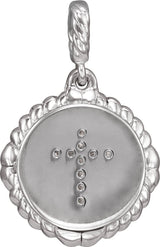 Platinum Round Natural Diamond Accented Cross Disc Necklace or Pendant - view 6