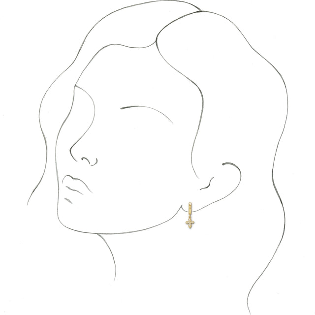 14K Gold Round Natural Diamond Cross Hoop Earrings - Rose Gold - view 7