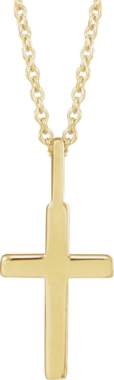 14K Gold Cross Necklace or Pendant – 18x9mm - Yellow Gold - view 3