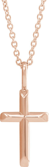 14K Gold Cross Necklace or Pendant – 18x9mm - Rose Gold