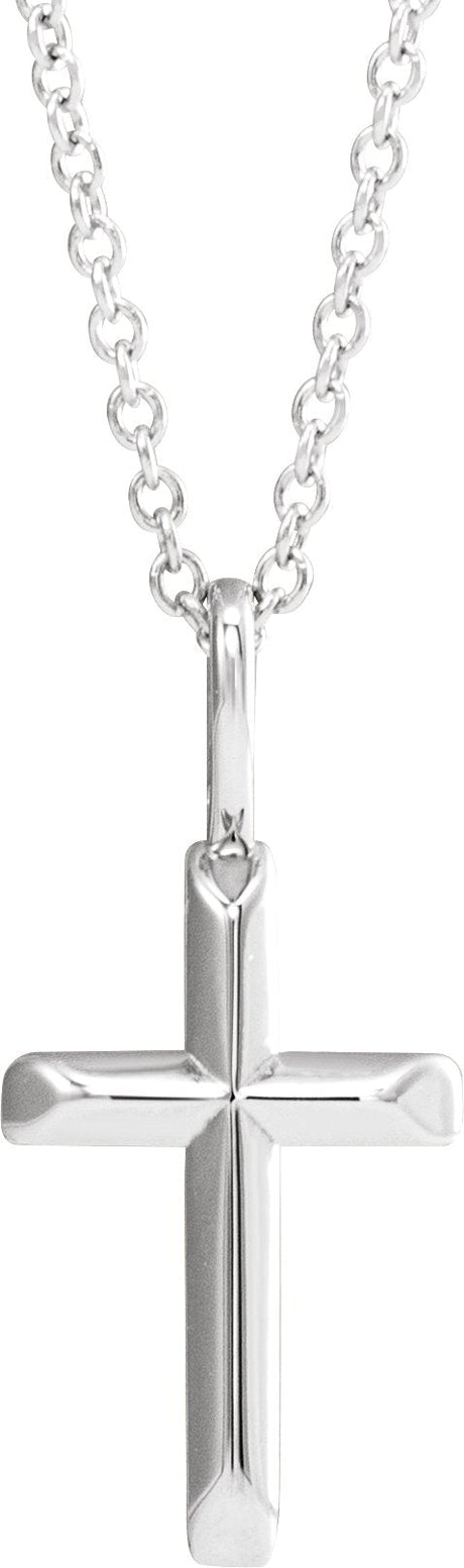 14K Gold Cross Necklace or Pendant – 18x9mm - White Gold