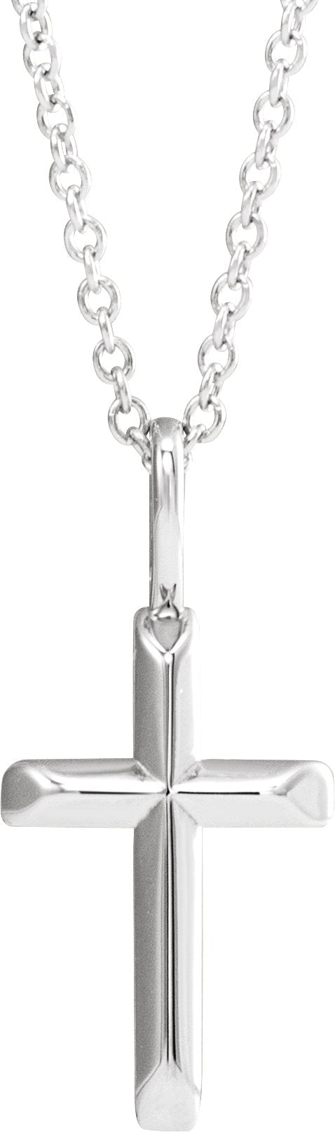 14K Gold Cross Necklace or Pendant – 18x9mm - White Gold