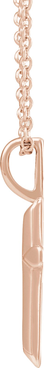 14K Gold Cross Necklace or Pendant – 18x9mm - Rose Gold - view 2