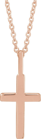 14K Gold Cross Necklace or Pendant – 18x9mm - Rose Gold - view 3