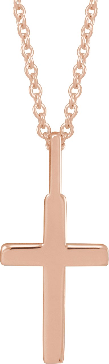 14K Gold Cross Necklace or Pendant – 18x9mm - Rose Gold - view 3
