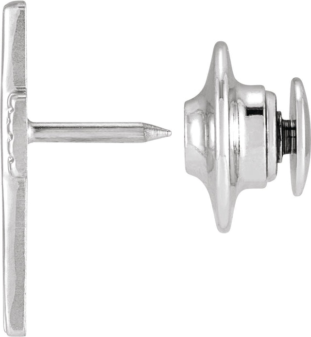 14K Gold The Rugged Cross Lapel Pin - White Gold - view 3