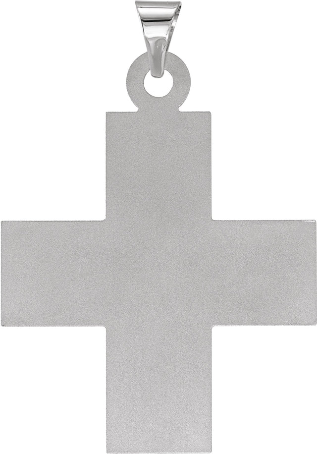 14K Gold Greek Cross Pendant II - White Gold - view 3
