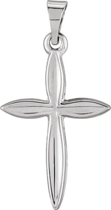 14K Gold Cross Pendant – 18x13mm - White Gold