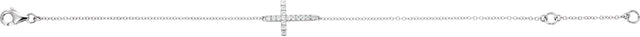 14K Gold Round Natural Diamond Sideways Cross Bracelet - view 6