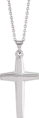 14K Gold Cross Necklace or Pendant – 23x14mm - White Gold