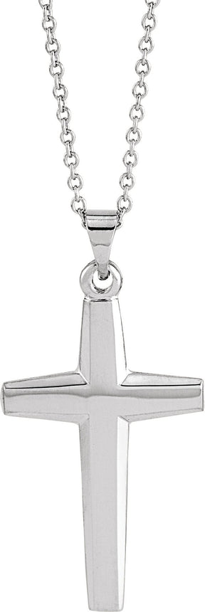 14K Gold Cross Necklace or Pendant – 23x14mm - White Gold
