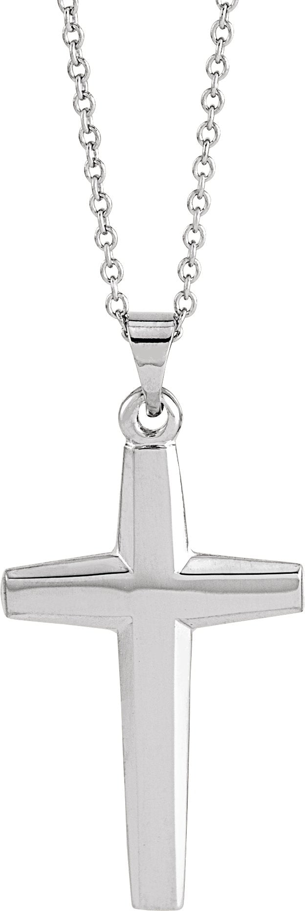 14K Gold Cross Necklace or Pendant – 23x14mm - White Gold