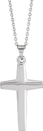 14K Gold Cross Necklace or Pendant – 23x14mm - White Gold