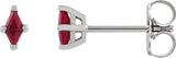 Platinum Lab-Grown Ruby Lozenge 4-Prong Stud Earrings - view 3