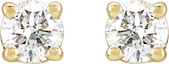14K Gold Natural Diamond Round 4-Prong Stud Earrings – 2.8-6.3mm Stones - Yellow Gold - view 4