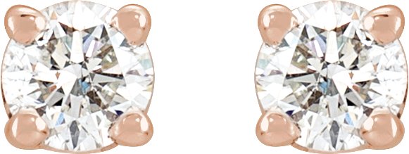 14K Gold Natural Diamond Round 4-Prong Stud Earrings – 2.8-6.3mm Stones - Rose Gold - view 4
