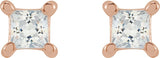 14K Gold Square Lab-Grown Diamond Stud Earrings - Rose Gold - view 4