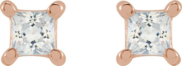 14K Gold Square Lab-Grown Diamond Stud Earrings - Rose Gold - view 4