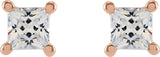 14K Gold Square Lab-Grown Diamond Stud Earrings - Rose Gold - view 4