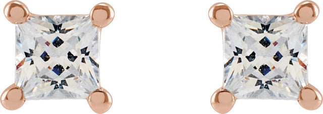 14K Gold Square Lab-Grown Diamond Stud Earrings - Rose Gold - view 4