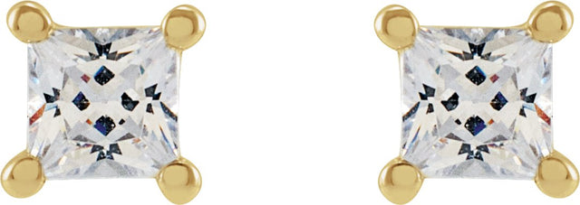 14K Gold Square Lab-Grown Diamond Stud Earrings - Yellow Gold - view 4