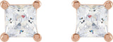 14K Gold Square Lab-Grown Diamond Stud Earrings - Rose Gold - view 4