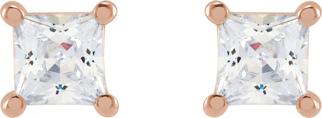 14K Gold Square Lab-Grown Diamond Stud Earrings - Rose Gold - view 4