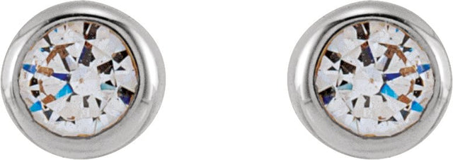 14K Gold Lab-Grown Diamond Round Bezel-Set Stud Earrings – 2.5-4mm Stones - White Gold - view 4