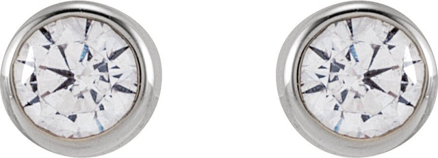 14K Gold Lab-Grown Diamond Round Bezel-Set Stud Earrings – 2.5-4mm Stones - White Gold - view 4