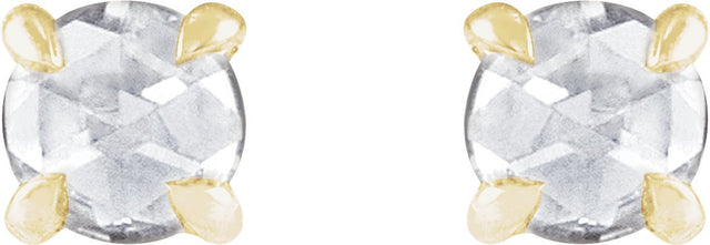 14K Gold Natural Diamond Round 4-Prong Claw Rose-Cut Stud Earrings - Yellow Gold - view 6