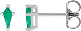 Platinum Lab-Grown Emerald Kite 4-Prong Stud Earrings - view 4