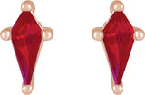 14K Gold Lab-Grown Ruby Kite 4-Prong Stud Earrings - Rose Gold - view 5