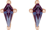 14K Gold Lab-Grown Alexandrite Kite 4-Prong Stud Earrings - Rose Gold - view 5