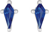 Platinum Lab-Grown Blue Sapphire Kite 4-Prong Stud Earrings - view 5