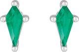 Platinum Lab-Grown Emerald Kite 4-Prong Stud Earrings - view 5