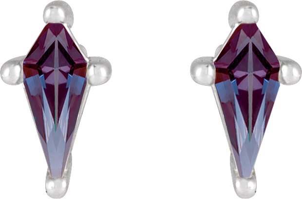 Platinum Lab-Grown Alexandrite Kite 4-Prong Stud Earrings - view 5